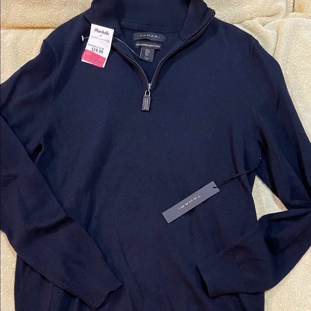 Tahari Men's Black Zip-Up Sweater